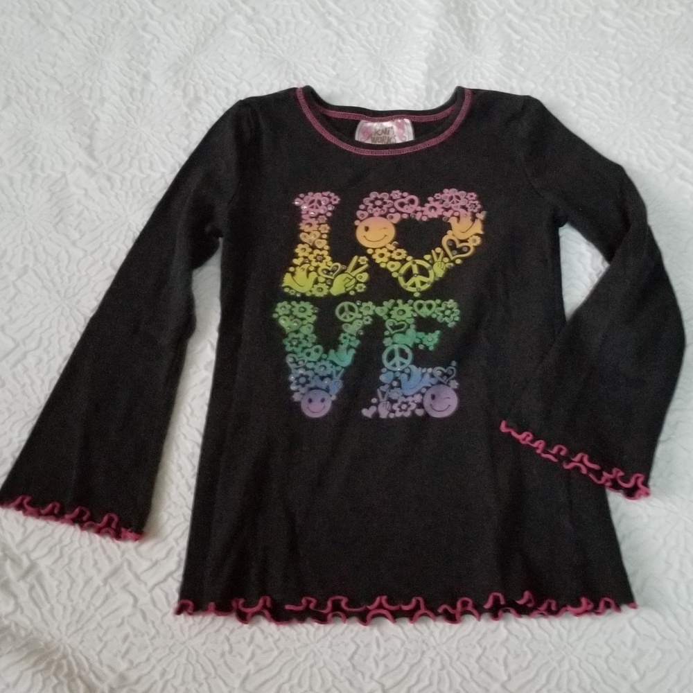 Knit Works Girls Love Peace black longsleeve top